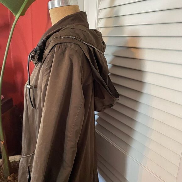 ZARA BASIC | olive green utility jacket with removable hood S - Picture 4 of 16